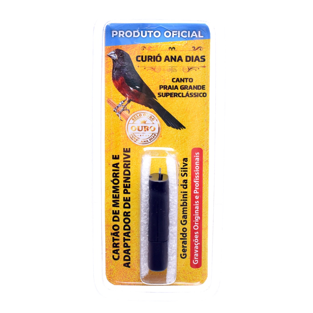 Cartão de Memória com Adaptador para Pendrive Curió Ana Dias - Selo Ouro