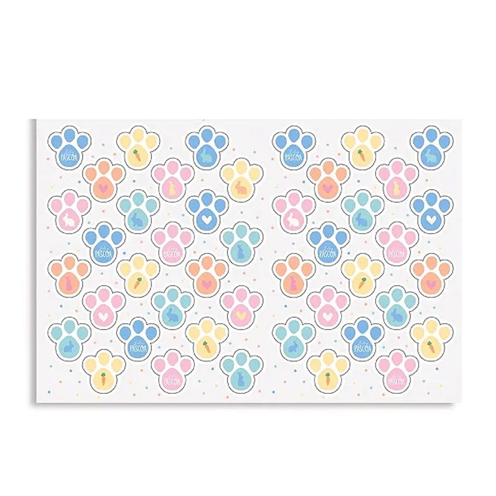 Cartela Adesiva Pegadas Coloridas P Bliss - 54 Adesivos - 2 unidades - Cromus Páscoa - Rizzo