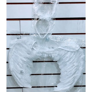 Asa de Anjo Média Branco/Preto Para Carnaval Festa Fantasia