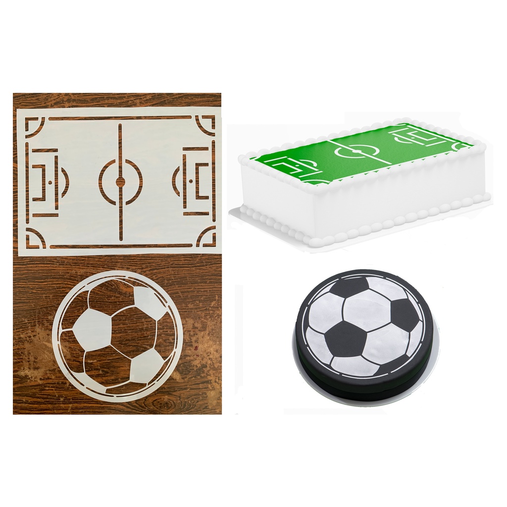Stencil Para Bolo Campo Futebol Bola 2 Moldes