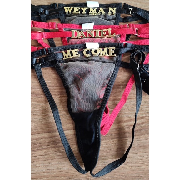 Calcinha com nome / frase Personalize como desejar Calcinha com Letras douradas Calcinha personalizada - Sexshop