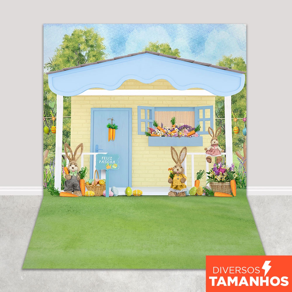 Fundo Fotográfico Páscoa Casinha Candy Color Em Tecido PCA-256