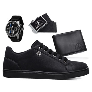 Kit Sapatênis Casual Tênis Polo Fran + Relógio +  Carteira + Cinto London em Oferta na Shopee