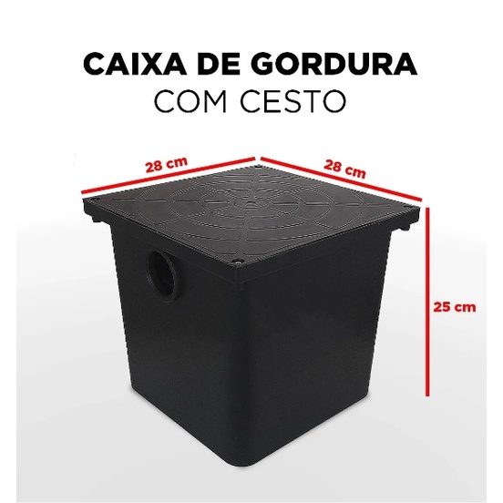 Caixa De Gordura 9 Litros Com Cesto Removível Para Cozinha Sistema Anti Odor Fácil Limpeza