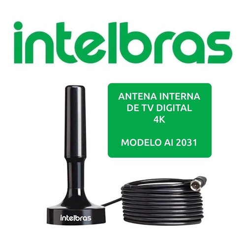 Antena Intelbras Tv Interna Uhf/hdtv Ai2031 Cabo 5 Metros Saida Digital 4K Ai 2031 Melhor que Aquário