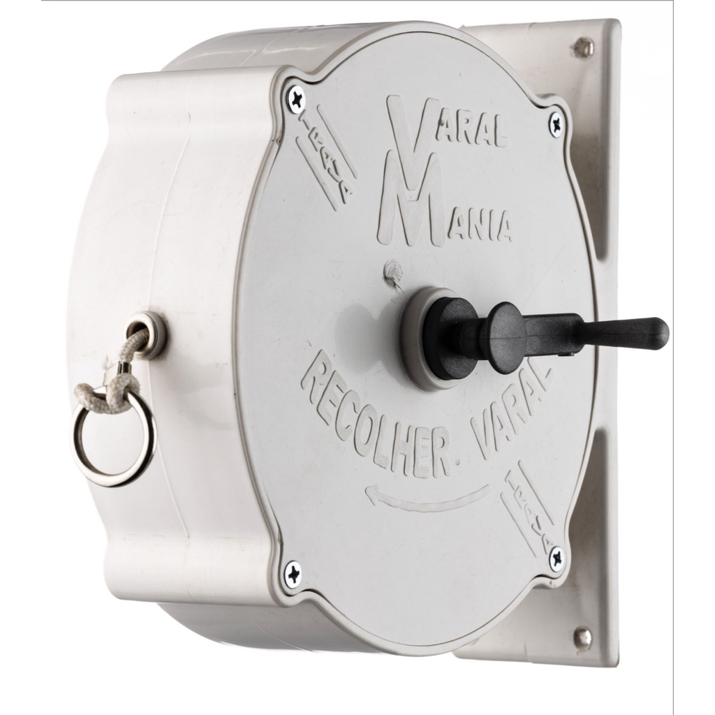 Varal Mania 30/15mts corda Recolhível Parede Apartamento Casa Branco Preto com Trava Prendedor Roupa