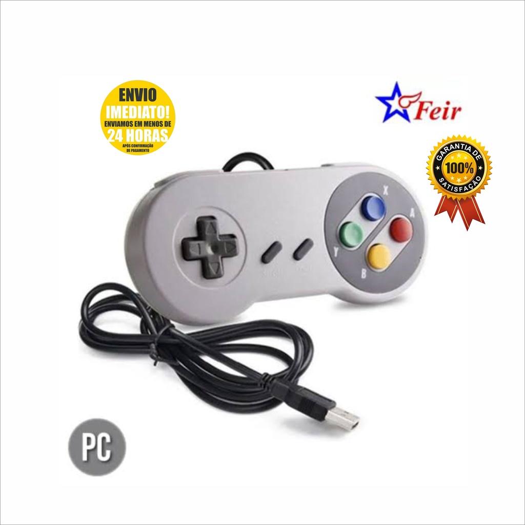 Controle Super Nintendo Snes Usb P/ Pc Jogos Raspberry Mac Emulador Arcade