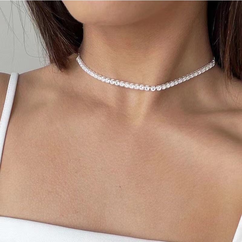 Colar Choker Feminina Riviera Cristal Zircônia Banhado A Ouro 18k Prata 925 Antialérgico