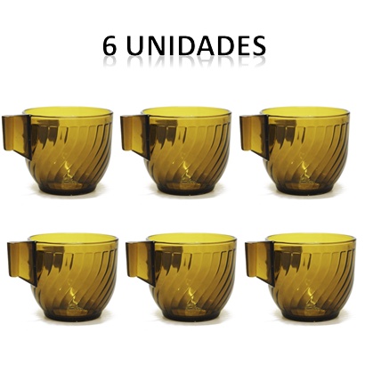 Conjunto Xícara De Café Chá 150ML Ambar Listras - Utensílios De Cozinha Euroquadros