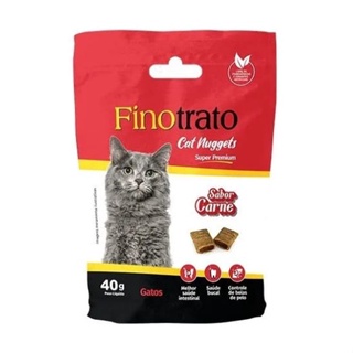 Combo 3 petisco  Finotrato Nuggets Controle de Bolas de Pelo Sabor Carne para Gatos Adultos - 40g em Oferta na Shopee
