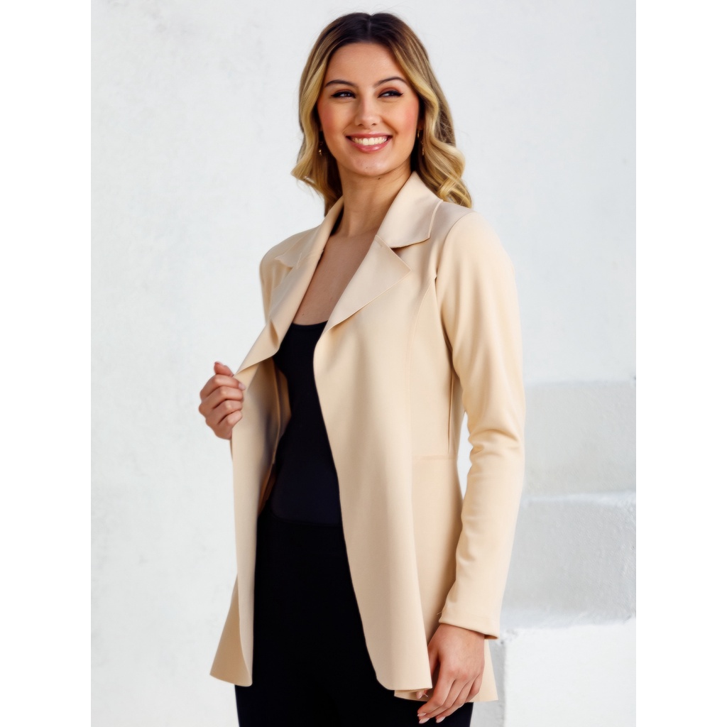 Max Blazer Longo neoprene Sobretudo Feminina Acinturado em Oferta na Shopee