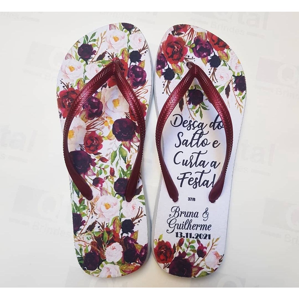 Kit Com 20 Pares Chinelo Personalizado Casamento 15 Anos Debutante Formatura Lembrancinha
