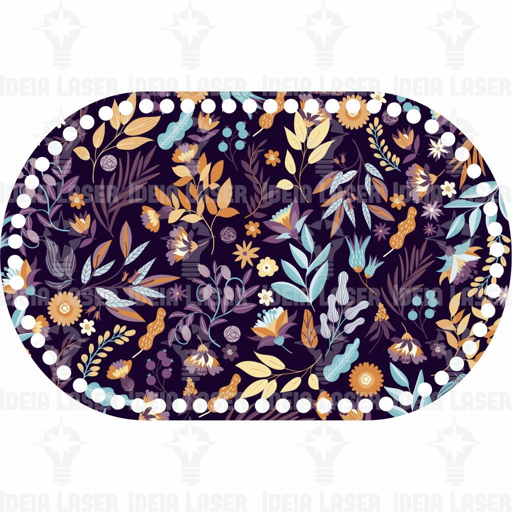 Base MDF Fio de Malha Crochê Base Reta e Mateira Floral 18x28