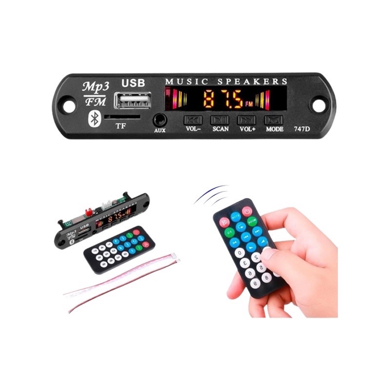 Leitor de mp3 bluetooth da tela colorida da placa do decodificador de mp3 wma com controle remoto módulo de rádio sem fio bluetooth 5.0 9v 12v do carro de áudio usb tf fm