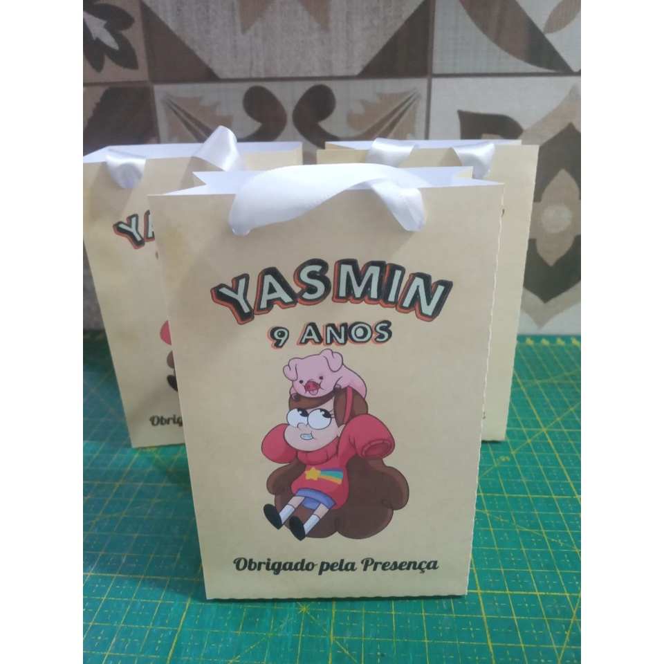 sacolinha personalizada gravity falls 14x9x3,5 cm para lembracinha aniversario festa infantil.