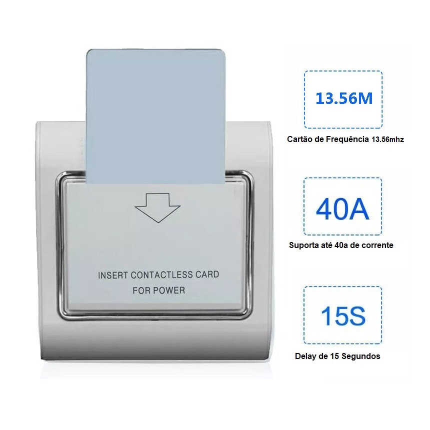 Interruptor 13,56 mhz Economizador De Energia Hotel, Airbnb, Pousada, Motel, A Cartão - 13.56 mhz - Automação Residencial