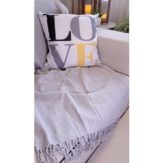 Manta sofá / cama 1,5x2,2m Cinza claro tear artesanal