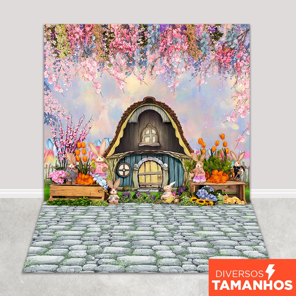 Fundo Fotográfico Páscoa Floral Em Tecido PCA-228