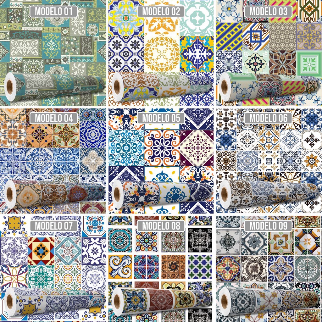Papel Parede Auto Adesivo Vinílico Lavável Cozinha Banheiro Azulejo Português Retrô Box Banheiro