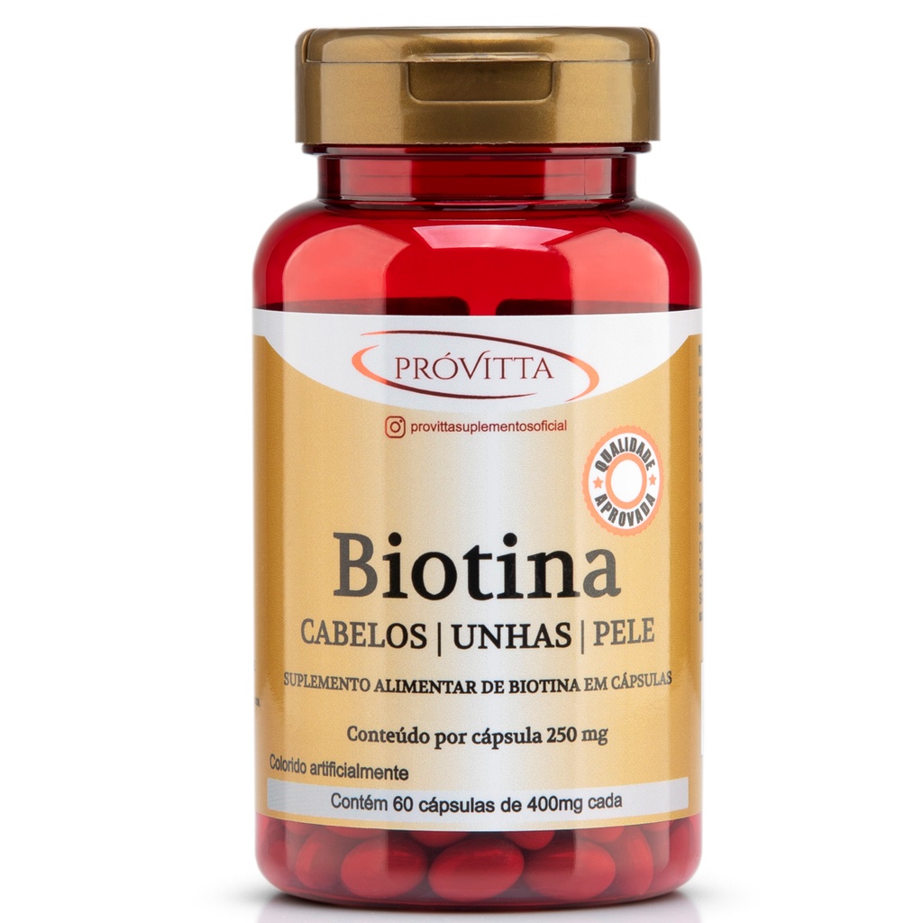 Biotina 250mg Firmeza Crescimento Cabelos Unhas Pele em Oferta na Shopee