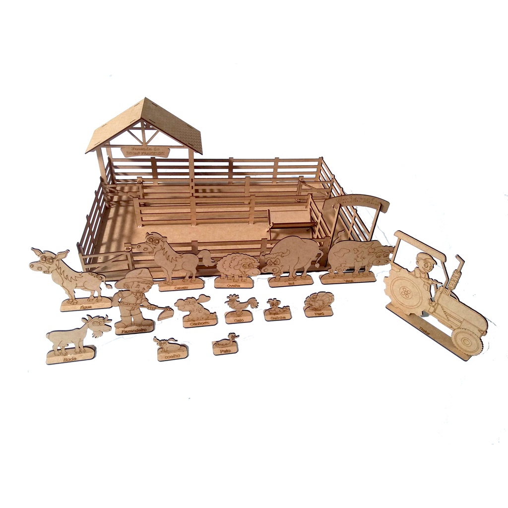 Fazenda Curral Grande 60cm fazendinha com animais trator e fazendeiro