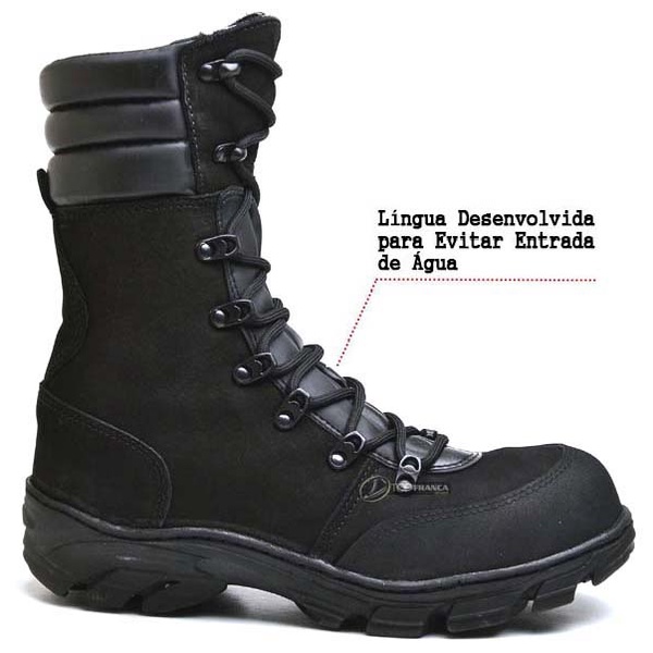 Bota Coturno Militar Com Língua Desenvolvida para Evitar a Entrada de Agua Tático Unisex Couro Macio Ref 411
