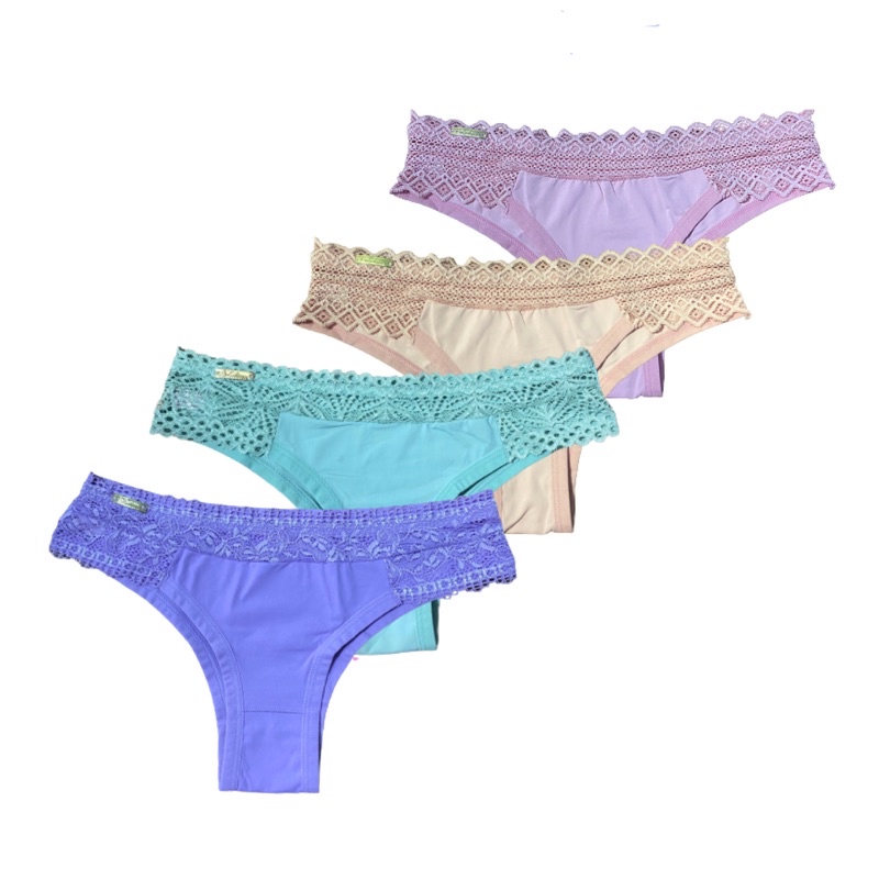 Kit 4 Calcinha Kyra Segura Barriga  Renda Conforto Poliamida em Oferta na Shopee