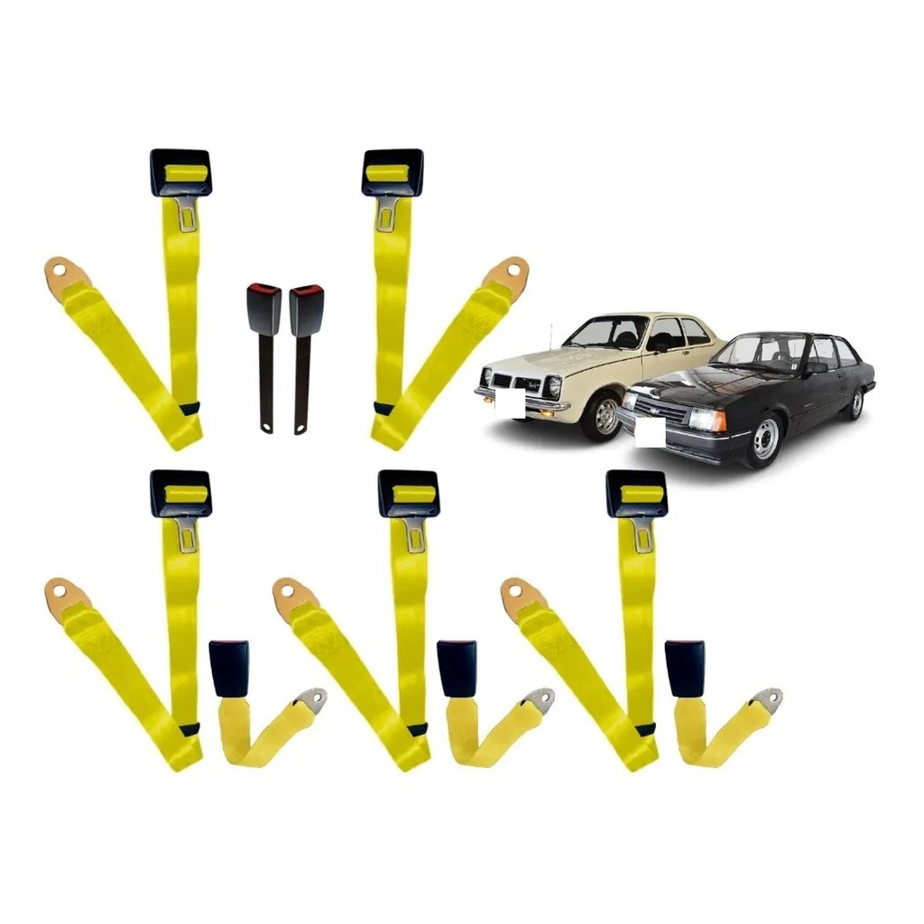 Kit Cinto De Segurança Buggy Fusca Chevette Amarelo 5 Bancos