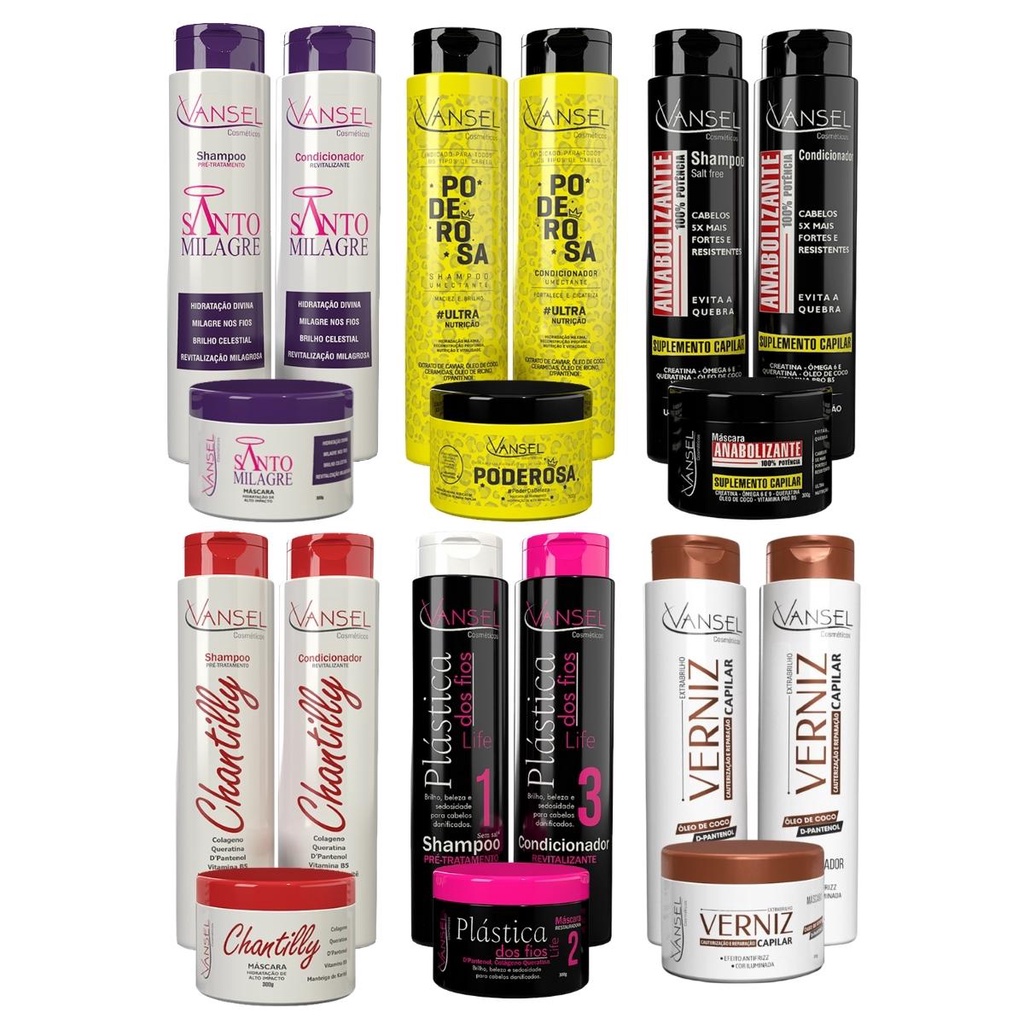 4 Kit Capilar Profissional Shampoo + Condicionador + Máscara Profissional (15 Produtos) Revenda