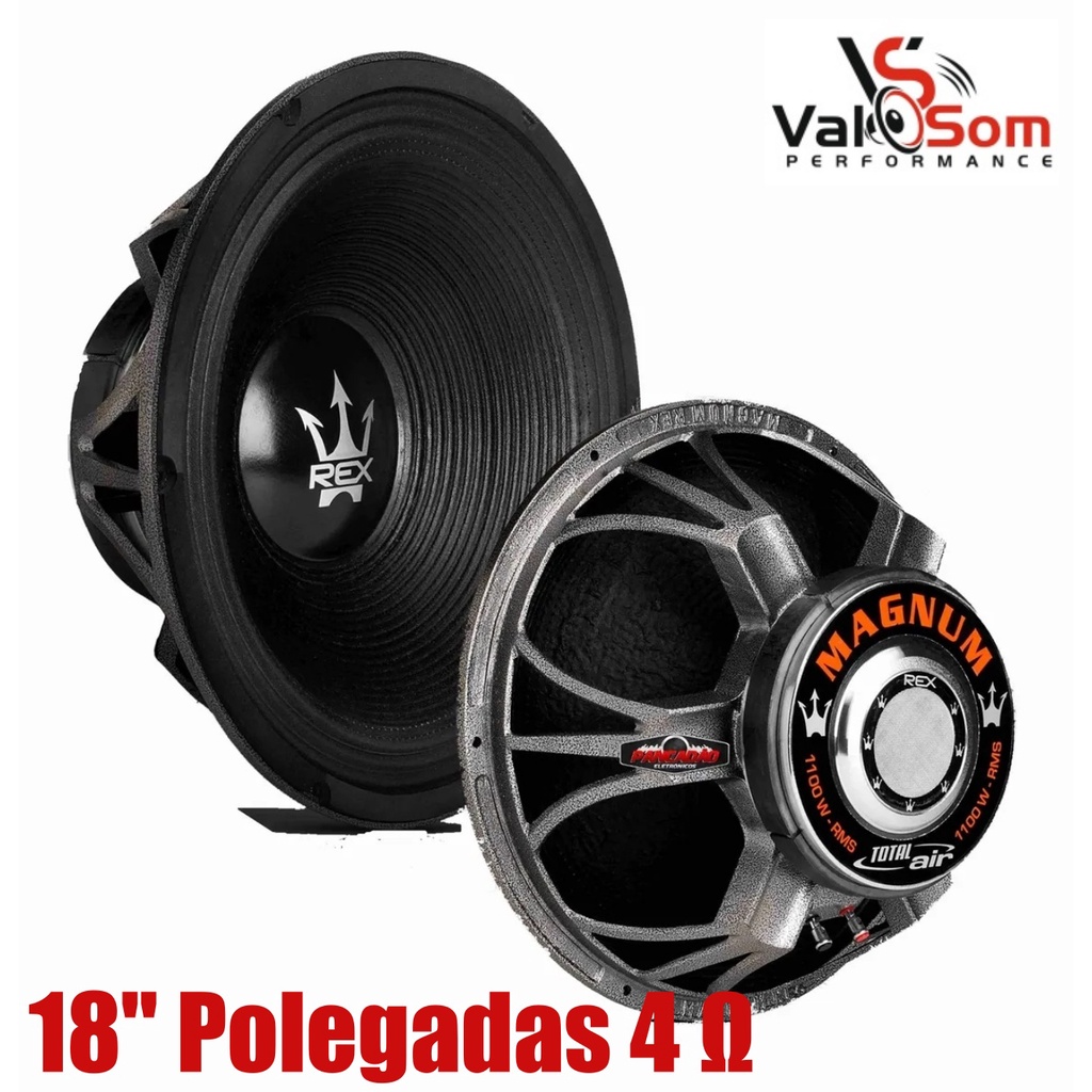 Alto Falante Woofer Magnum Rex 1100W rms 4 Ohms 18 Polegadas Pancadão