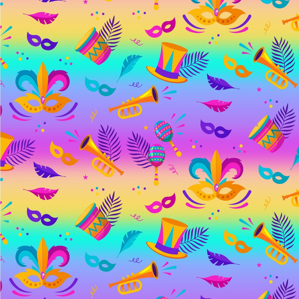 Tecido Microfibra TACTEL Estampa Digital  - Carnaval 7 em Oferta na Shopee