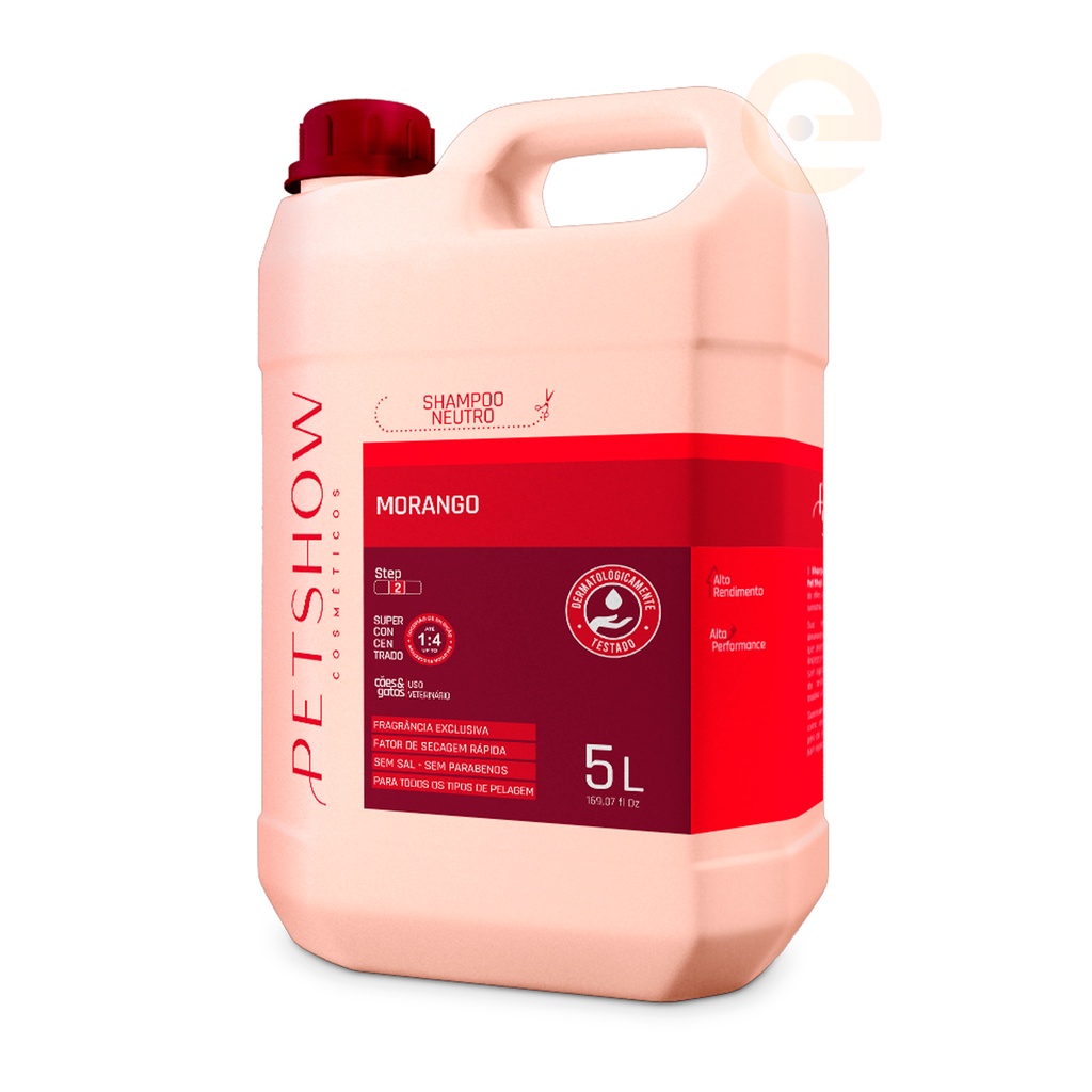 Shampoo Neutro Morango 5 Litros Pet Show