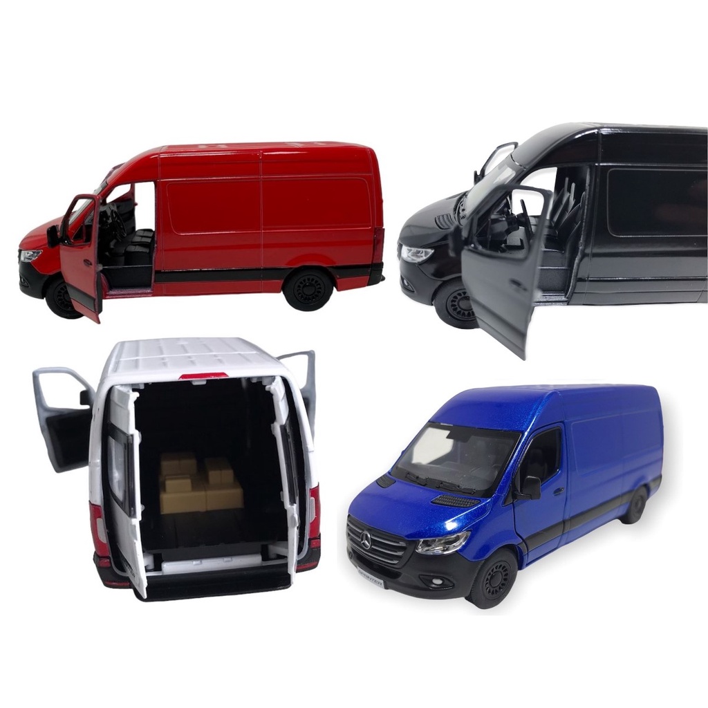 Carro Miniatura Carrinho Ferro Van Mercedes Benz Sprinter Transporte Abre As Portas