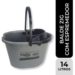 14l Balde Espremedor , Balde De Limpeza Profissional Zig Zag + Mop 170gr