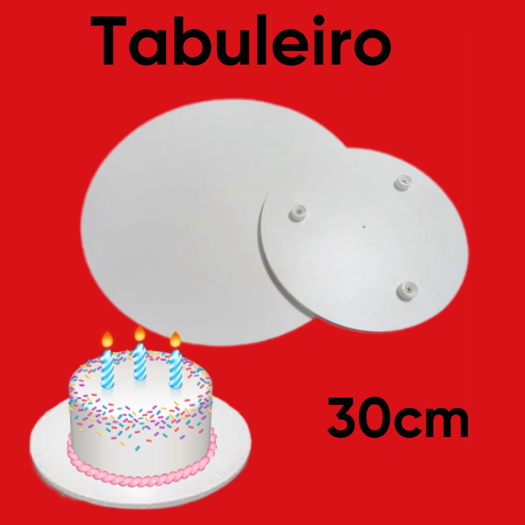 Tabuleiro Bolo Redondo 30x30x1 Cm, Cake Board, Tábua Bolo, Mdf, Bandeja Mdf em Oferta na Shopee