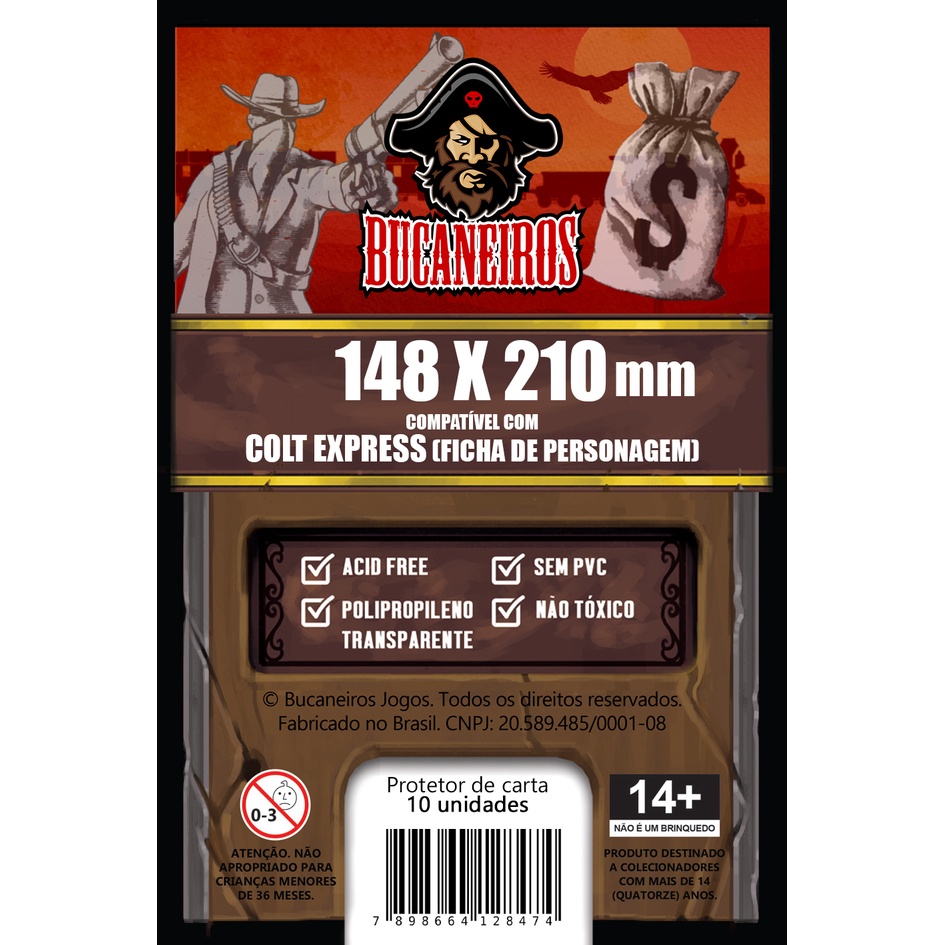 Sleeve Customizado para Colt Express - Fichas de Personagem (148x210) em Oferta na Shopee