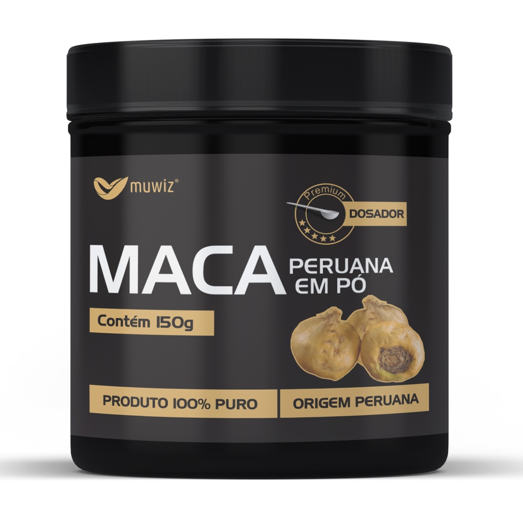 Maca Peruana em Pó Muwiz 150g Absorção Rápida 100% Pura [c/ Dosador] - Produto Original