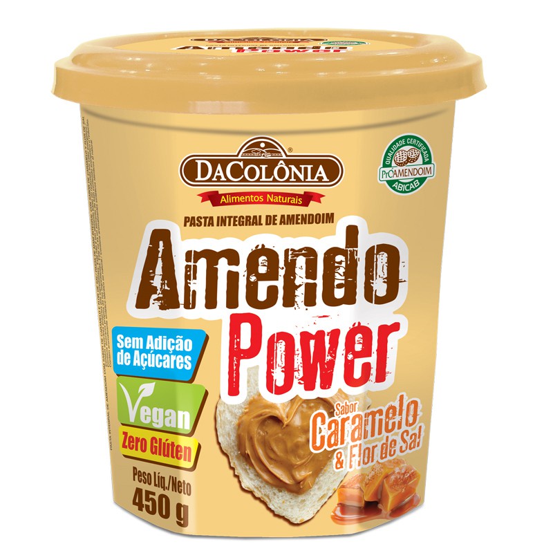 PASTA DE AMENDOIM AMENDO POWER CARAMELO E FLOR DE SAL 450G - AMENDOPOWER ORIGINAL DACOLÔNIA DIETA MAROMBA FITNESS