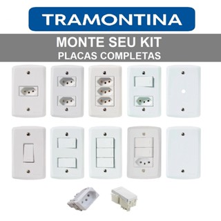 Conjunto Tomadas 10A 20A Teclas Placas 4x2 Interruptores Tramontina linha Lux2 Modular