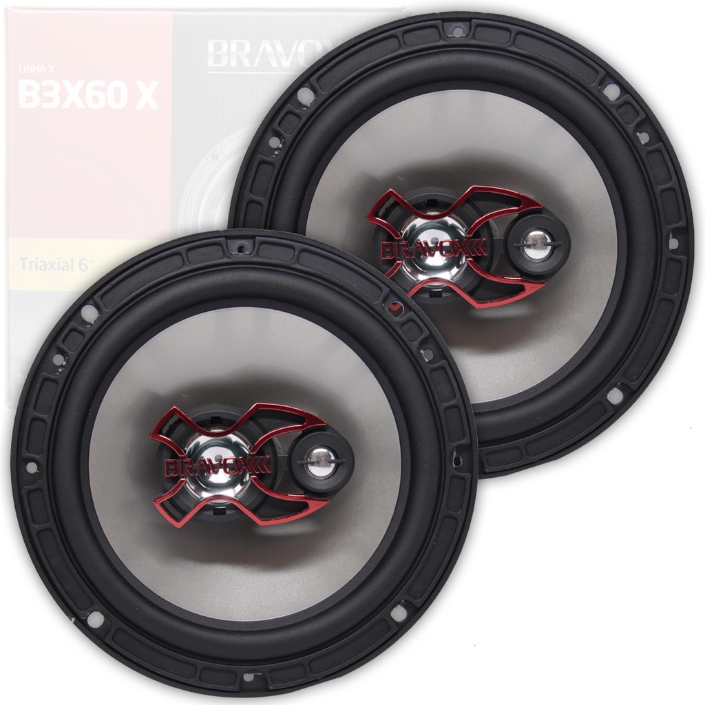 Par Alto Falantes Bravox B3X60X 6" Polegadas Triaxial 100w 4 Ohms em Oferta na Shopee