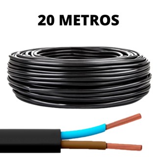 Cabo Extensão Pp 2x1,0 Mm2 Fio Cabinho 20 Metros + TOMADA MACHO E FEMEA