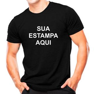 Camisa Preta Personalizada com Estampa na Cor BRANCA do seu jeito 100% POLIÉSTER