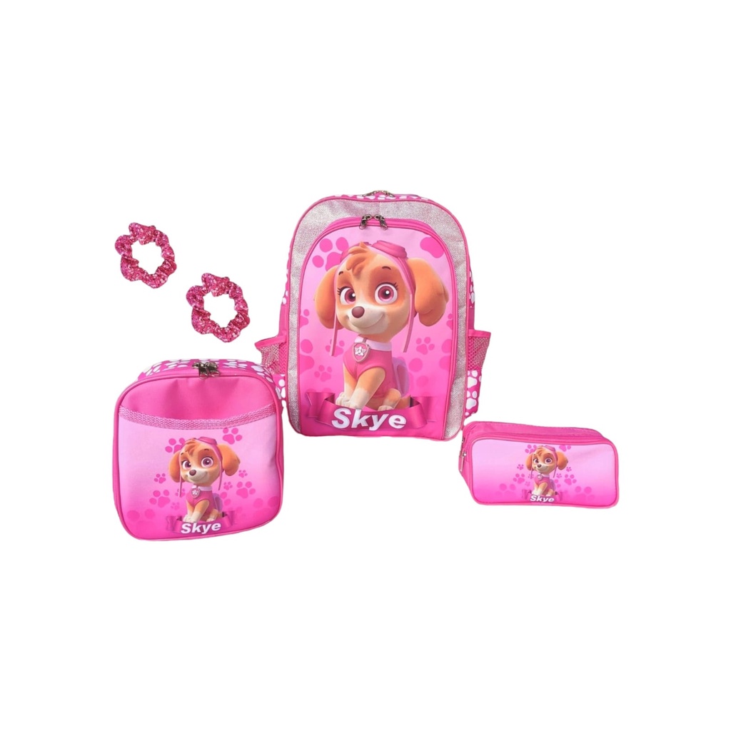 Kit mochila de para costas Patrulha canina feminina Skye infantil escolar meninas rosa meninas lancheira térmica estojo de duas divisões escolar