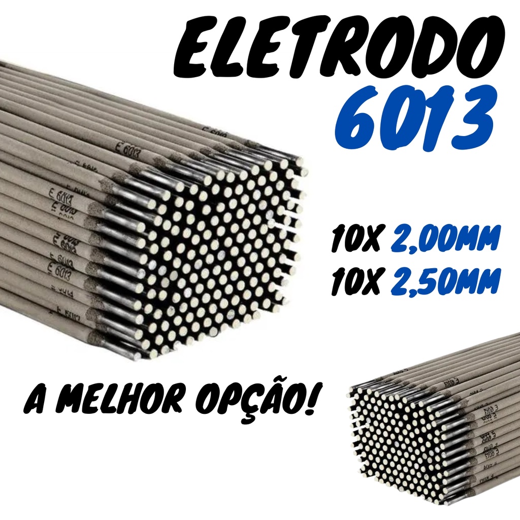 10 Eletrodos 6013 de 2,00mm + 10 Eletrodos 6013 de 2,50mm Serralheiro - Soldaforte