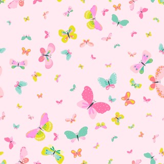 Papel de parede Autoadesivo Infantil Meninas Borboletas Tons Rosa 1m