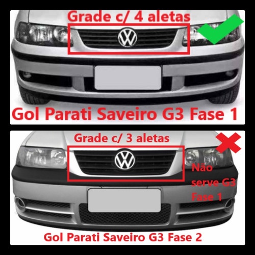 Kit grade radiador Gol g3 parati saveiro g3 2000 2001 2002 2003 2004 2005 2006 COM EMBLEMA