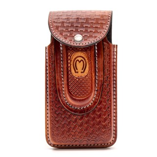 Capinha de Celular Conjugada com Porta Canivete em Couro Legitimo