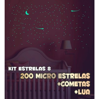 200 micro estrelas + cometas + lua / Adesivos luminosos fosforescentes Decorativo Teto Neon