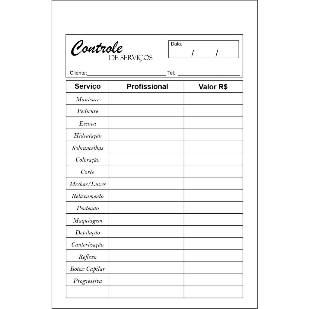 5 Blocos - Comanda Atendimento Para Salão De Beleza