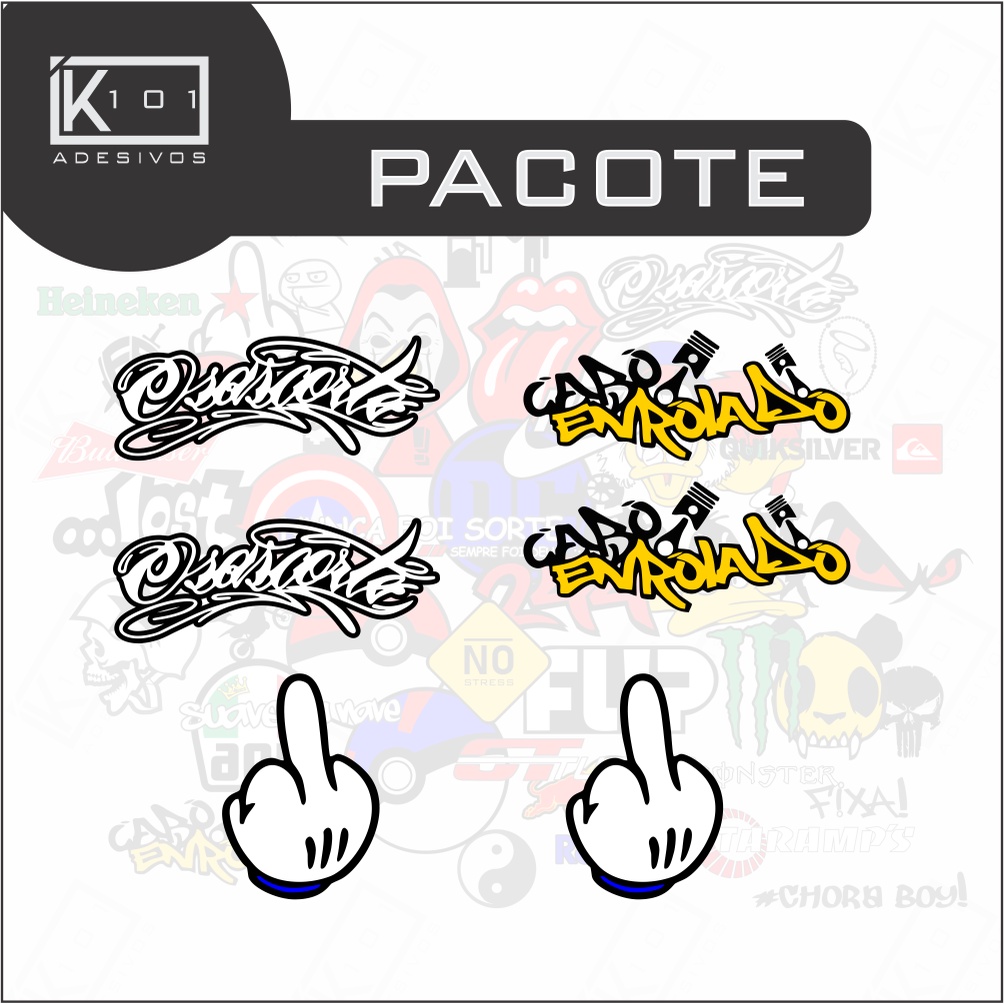 PACOTE Adesivo REFLETIVO para moto _ OSASCORTE _ CABO ENRROLADO _ DEDO DO MEIO